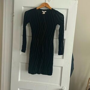 XS Long sleeve figure hugging black sheer dress